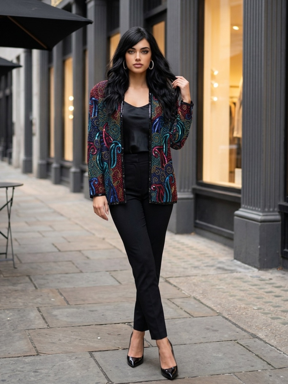 Vintage Exclusive by Jainson International Paisley-Embellished Open-Front Jacket